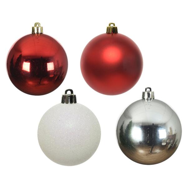 Set van (D60 mm) divers wit / Rood - Kerstballen en kerstversiering - Eminza