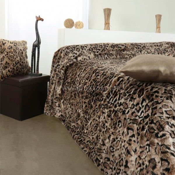 Leopard spots matelassé couvre-lit rideaux coussin set safari animal marron beige 