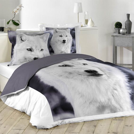 gato Anillo duro Comprensión Funda nórdica y dos fundas para almohada (240 cm) Perro lobo - Ropa de cama  - Eminza