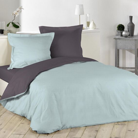 Funda nórdica y dos fundas para almohada (240 Bicolor Azul pálido - Ropa de cama - Eminza