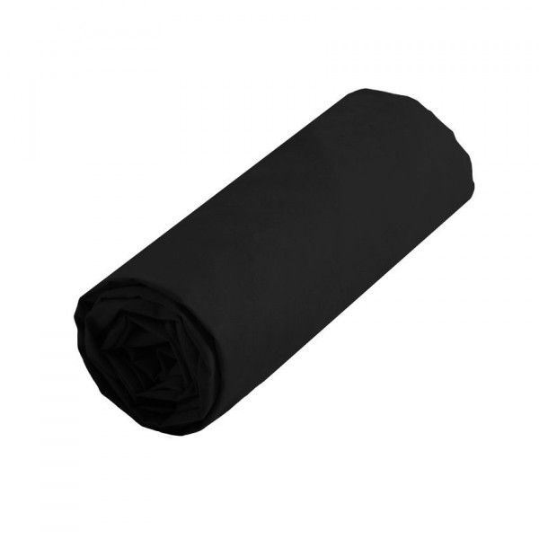 Drap housse coton supérieur (160 cm) Confort Noir