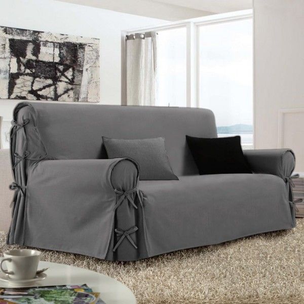 Funda para sofá 3 plazas Victoria Gris - Decoración textil - Eminza