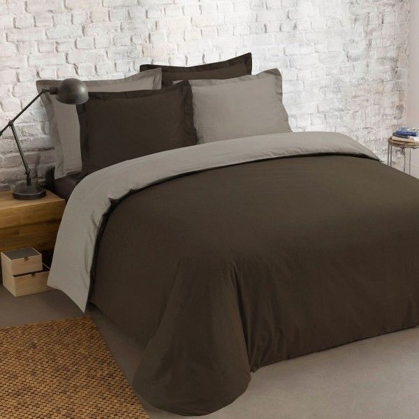Funda nórdica y dos fundas para almohadas (260 Bi-Color Chocolate y topo - Ropa de cama - Eminza