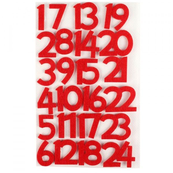 Bier dubbellaag Buitenshuis Set van 24 stickers met cijfers in rood - Kerstdecoratie maken - Eminza