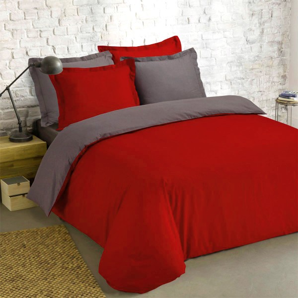 Funda nórdica y dos fundas para almohadas s (200 cm) Antracita rojo - Ropa de cama - Eminza