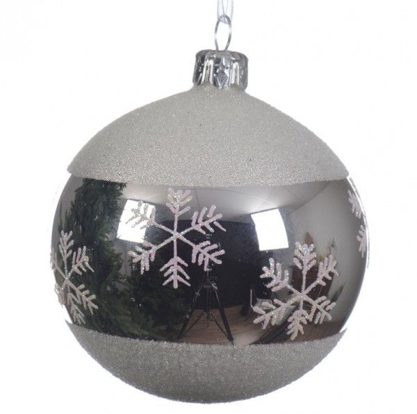 lof Scarp riem Set van 6 kerstballen (D80 mm) Sneeuwvlok zilver - Kerstballen en  kerstversiering - Eminza