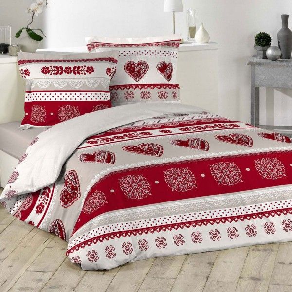 Funda nórdica y fundas almohadones algodón (260 cm) Candy Rojo - Ropa de cama - Eminza