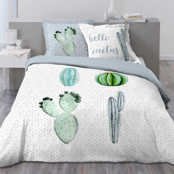 nórdica y dos de almohadones (260 cm) Hello Cactus Verde - Ropa de cama - Eminza