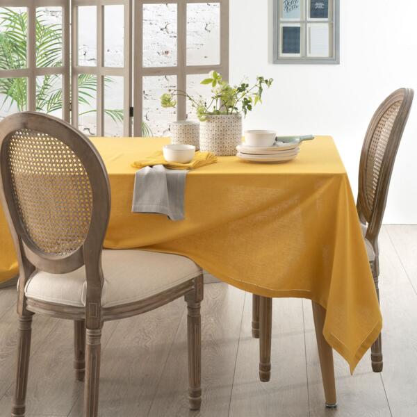 Nappe rectangulaire (L240 cm) Chambray Ocre