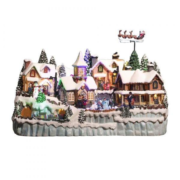 Village de Noël lumineux Foire, enfants et rennes