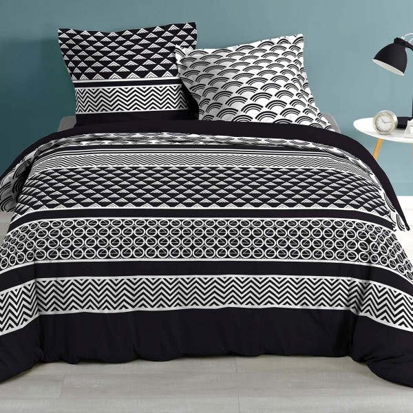 Juego sábanas algodón superior cama 135 piezas Sansio Negro - Ropa de cama - Eminza
