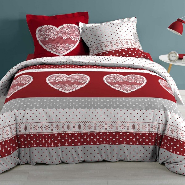 nórdica y de almohadones algodón (260 cm) Passionément rojo burdeos - Ropa de cama - Eminza