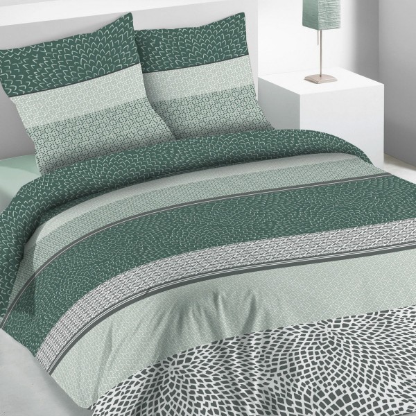 Funda nórdica y dos fundas para almohadones algodón superior (260 cm) Verde - Ropa de cama - Eminza