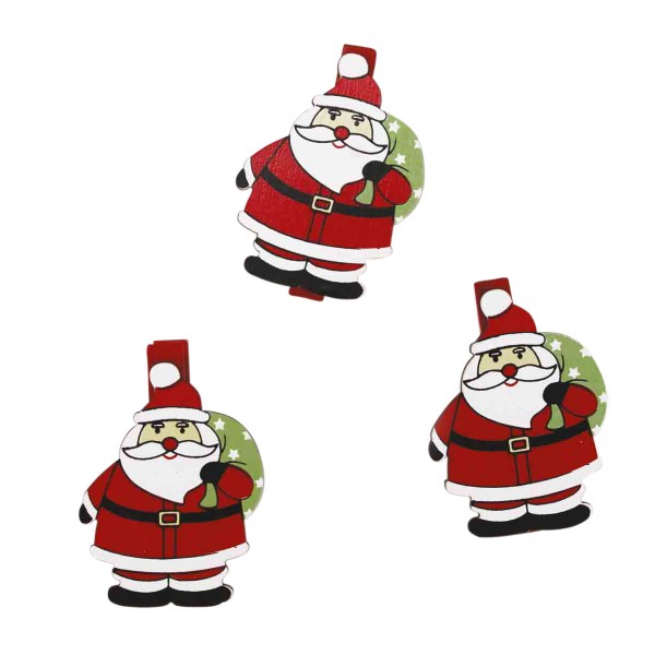 Lote de 6 pinzas de ropa Santa Claus rojo, blanco y negro - Manualidades -  Eminza