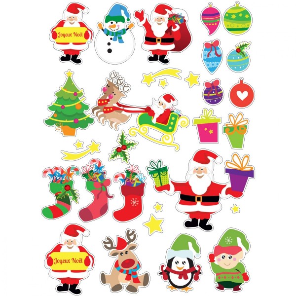 Stickers Natale.Confezione Di 60 Stickers Babbo Natale Multicolore Fai Da Te Creativo Eminza