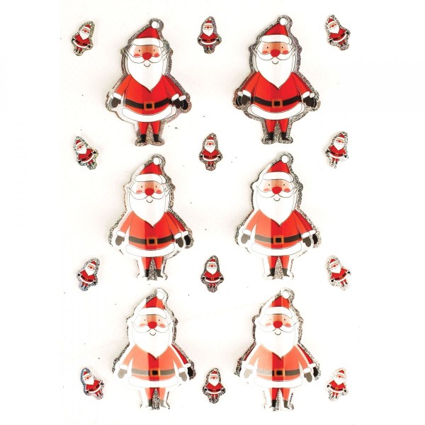 Babbo Natale Rosso.Confezione Di 8 Stickers Olografico Babbo Natale Rosso Fai Da Te Creativo Eminza