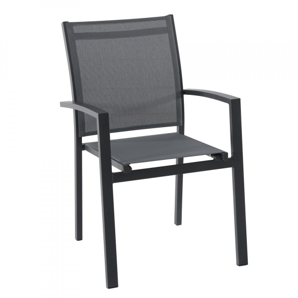 ik wil inval onwetendheid Tuinstoel met armleuning stapelbaar aluminium Titanium - Leigrijs -  Tuinset, tafel en stoelen - Eminza