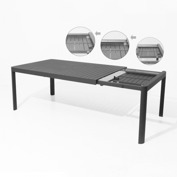 Mevrouw Uitvoerder Bouwen op Tuintafel uitschuifbaar Aluminium Paradize (255 x 120 cm) - Steengrijs -  Tuinset, tafel en stoelen - Eminza