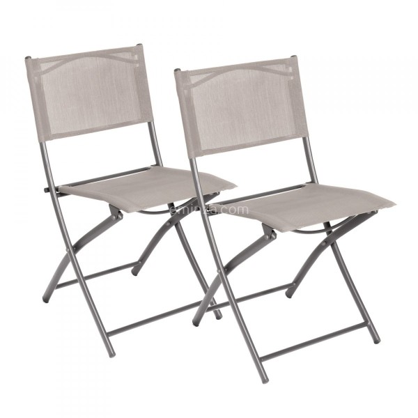 Enten manipuleren Actuator Set van 2 inklapbare stoelen Mistral - Taupe - Tuinset, tafel en stoelen -  Eminza