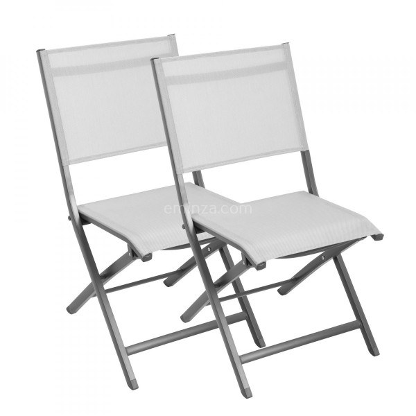 Keizer ik klaag Zeg opzij Set van 2 klapbare stoelen -Brevia - licht grijs - Tuinset, tafel en stoelen  - Eminza
