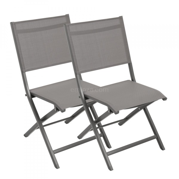 Aangepaste sneeuw Milieuactivist Set van 2 klapbare stoelen -Brevia - grijs taupe - Tuinset, tafel en  stoelen - Eminza