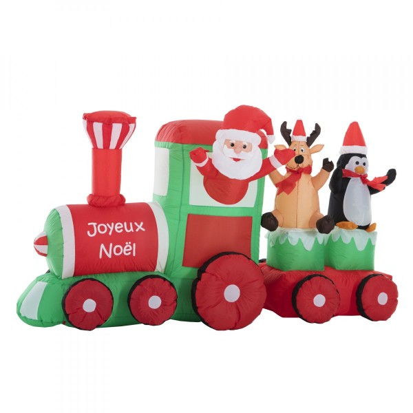 Père Noël gonflable et son petit train