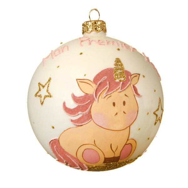 Kerstbal (D100 mm) Mijn kerst Jolly roze - Kerstballen en kerstversiering - Eminza