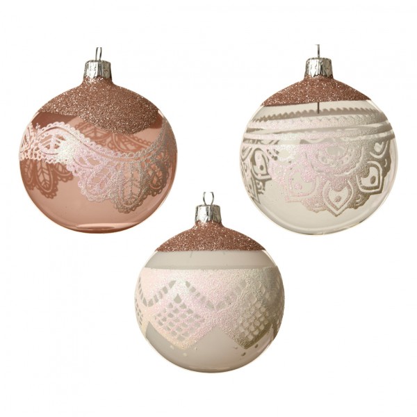 Schema zuur achterstalligheid Set van 6 kerstballen (D80 mm) Kant roze - Kerstballen en kerstversiering -  Eminza