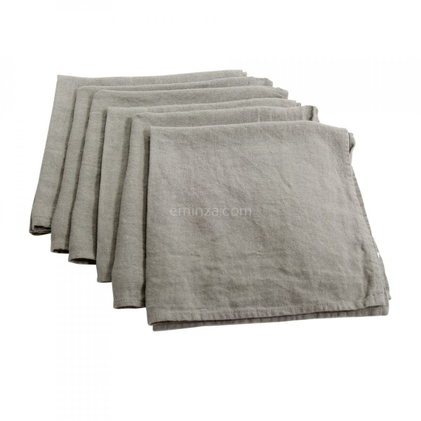 op gang brengen Welkom Numeriek Set van 6 servetten gewassen linnen Caract re Taupe - Tafellinnen - Eminza