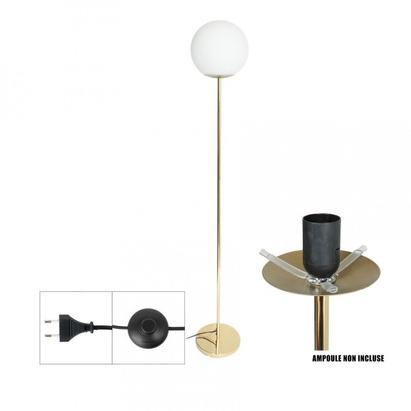 Aanhankelijk Toevallig Verbinding Staande lamp Retro met 1 bol - opaalglas Goudkleurig - Verlichting - Eminza