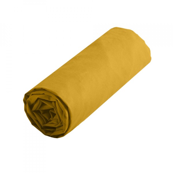 Drap housse coton (160 cm) Confort Jaune moutarde