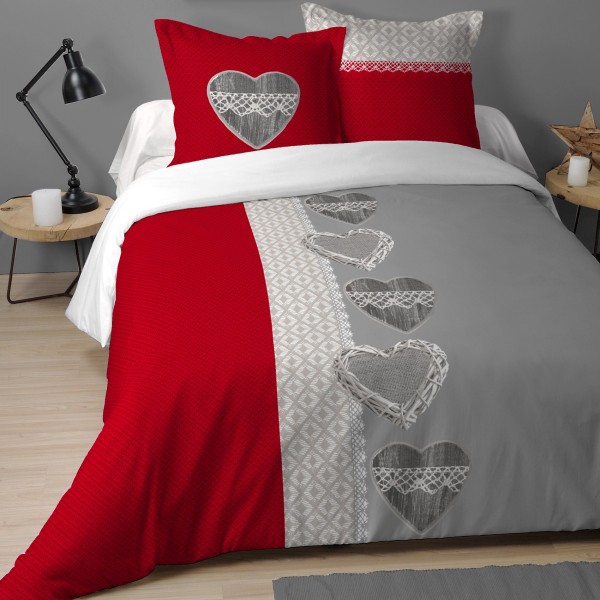 Funda nórdica y fundas almohadones algodón (260 cm) Dulce Rojo - Ropa de cama - Eminza