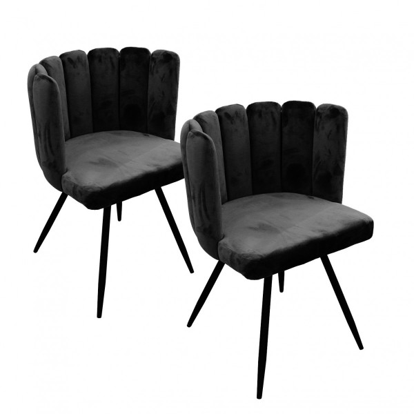 Lot de 2 fauteuils Velours Ariel Noires