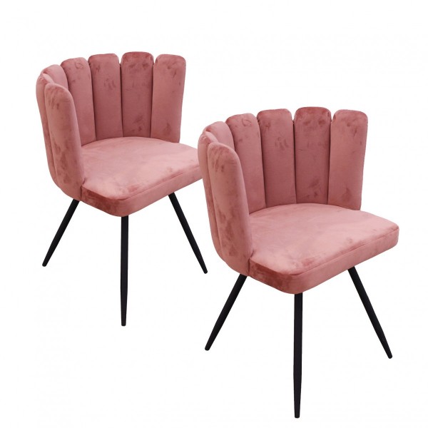 Set van 2 stoelen Fluweel Roze - Zitmeubelen - Eminza