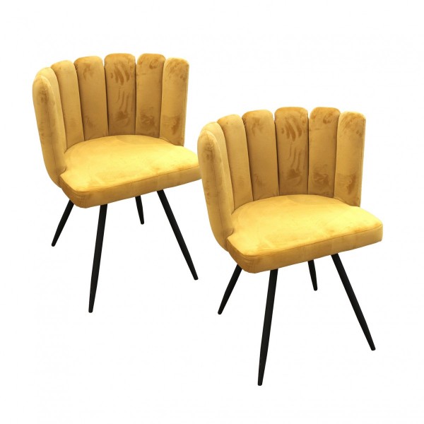 Behoren Vechter geleidelijk Set van 2 stoelen Fluweel Ariel Geel - Zitmeubelen - Eminza