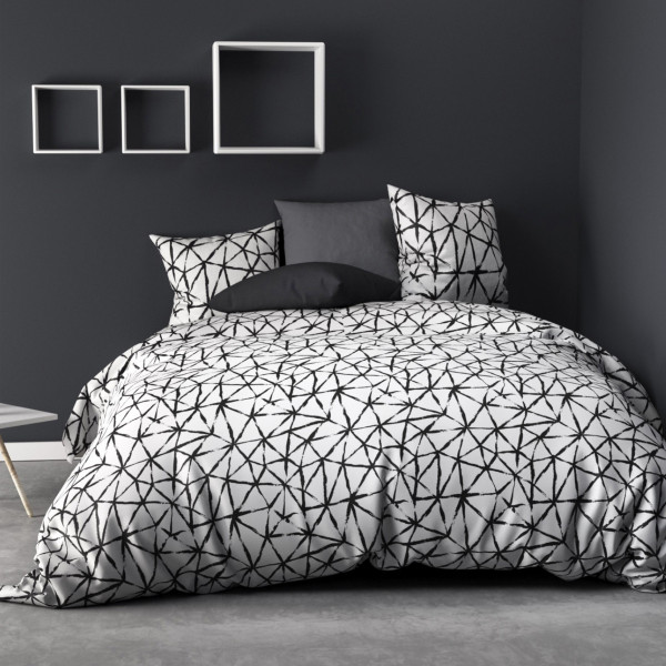 ocio Recurso doble Funda nórdica y dos fundas para almohadas algodón (240 cm) Réseau Negra -  Ropa de cama - Eminza