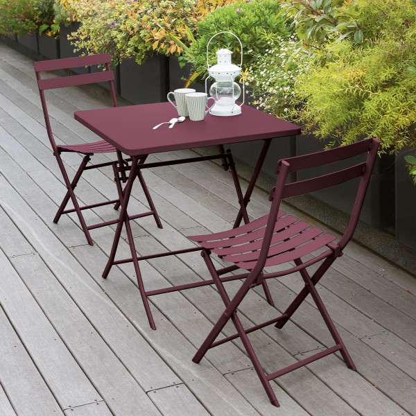 Vooroordeel Uitgaven natuurpark Tuintafel inklapbaar vierkant metaal Greensboro (70 x 70 cm) - Bordeaux  rood - Tuinset, tafel en stoelen - Eminza
