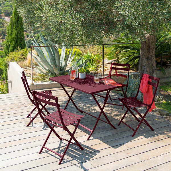 Op maat geleidelijk Depressie Tuintafel inklapbaar rechthoekig metaal Greensboro (110 x 70 cm) - Bordeaux  rood - Tuinset, tafel en stoelen - Eminza
