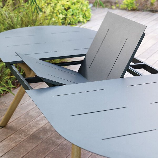 uitschuifbaar ovaal Aluminium Rubby - steengrijs - Tuinset, tafel en stoelen - Eminza