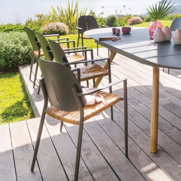 de jardín con reposabrazos Rubby - Gris grafito de jardín, mesa y sillas Eminza
