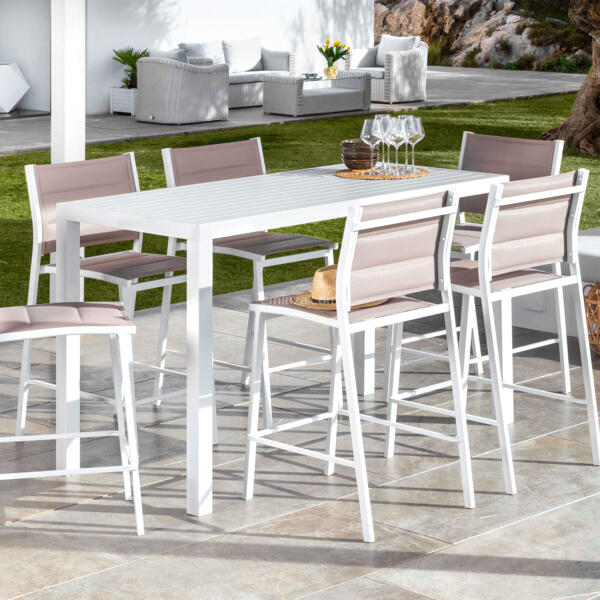 Naar behoren Prooi knijpen Tuintafel hoog model 6 personen Aluminium Murano - Wit - Tuinset, tafel en  stoelen - Eminza