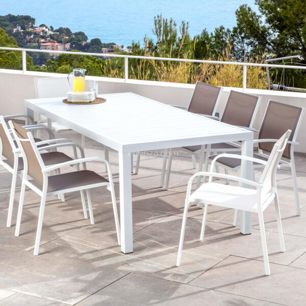 Raar veronderstellen bak Tuintafel 8 personen Aluminium Murano (210 x 100 cm) - Wit - Tuinset, tafel  en stoelen - Eminza