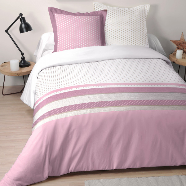 Funda nórdica y dos fundas de almohadones algodón (240 cm) Blush Rosa Ropa de cama - Eminza