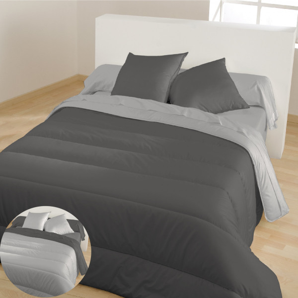 Edredón (140 cm) Bicolor oscuro y gris claro Ropa de cama - Eminza