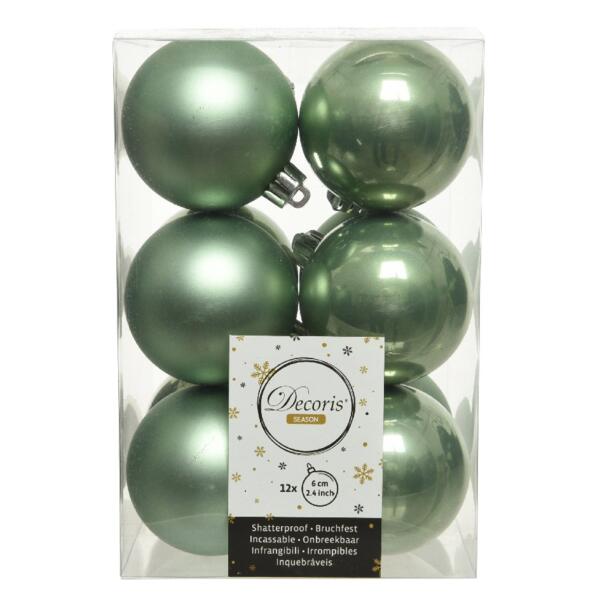 Lote de 12 bolas de Navidad (D60 mm) Alpine Verde salvia