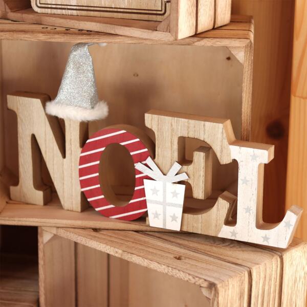 Lettres Noel en bois à poser Naturel