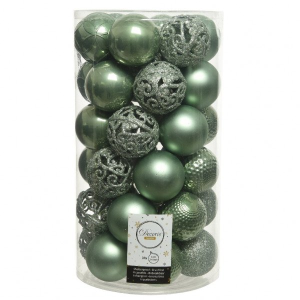 Lot de 37 boules de Noël (D60 mm) Alpine Mix Vert sauge