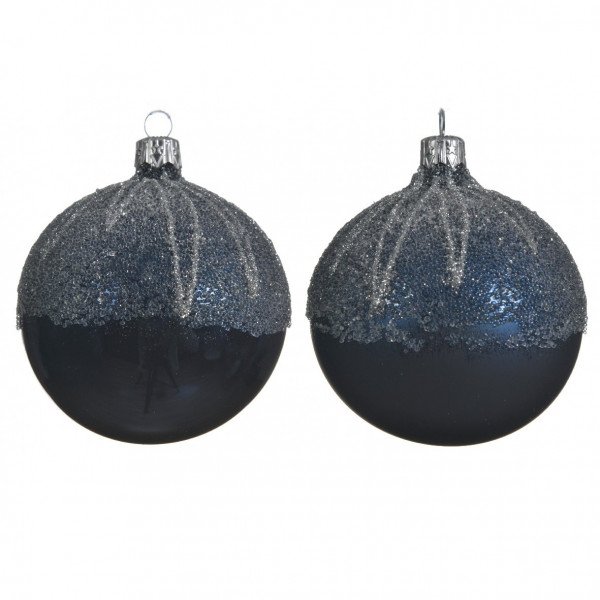 Lot de 6 boules de Noël (D80 mm) Luana Bleu nuit