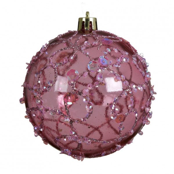 Set van 12 kerstballen (D80 mm) Mahalia oudroze - Kerstballen kerstversiering Eminza