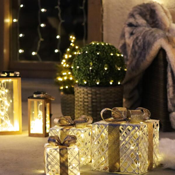 Set van 3 cadeaus Warm LED - Kerstverlichting Eminza